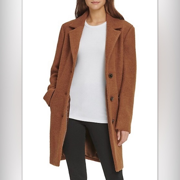 DKNY Looped Bouclé Wool-Blend Coat Size Small - Picture 13 of 13